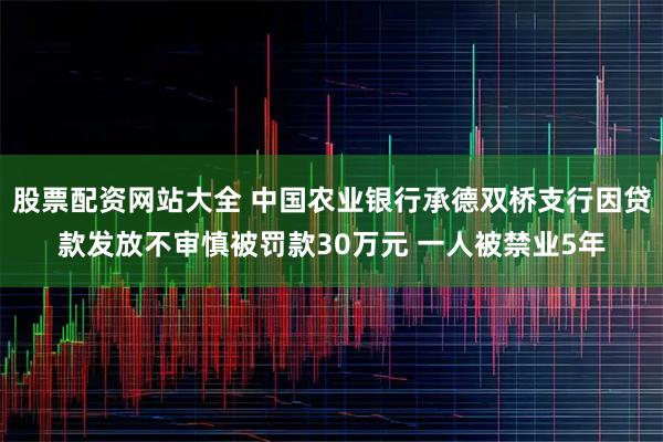 股票配资网站大全 中国农业银行承德双桥支行因贷款发放不审慎被罚款30万元 一人被禁业5年