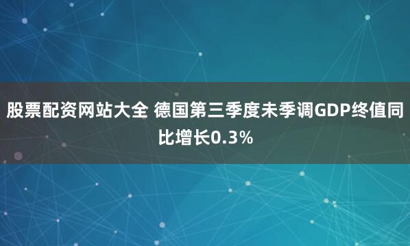 股票配资网站大全 德国第三季度未季调GDP终值同比增长0.3%